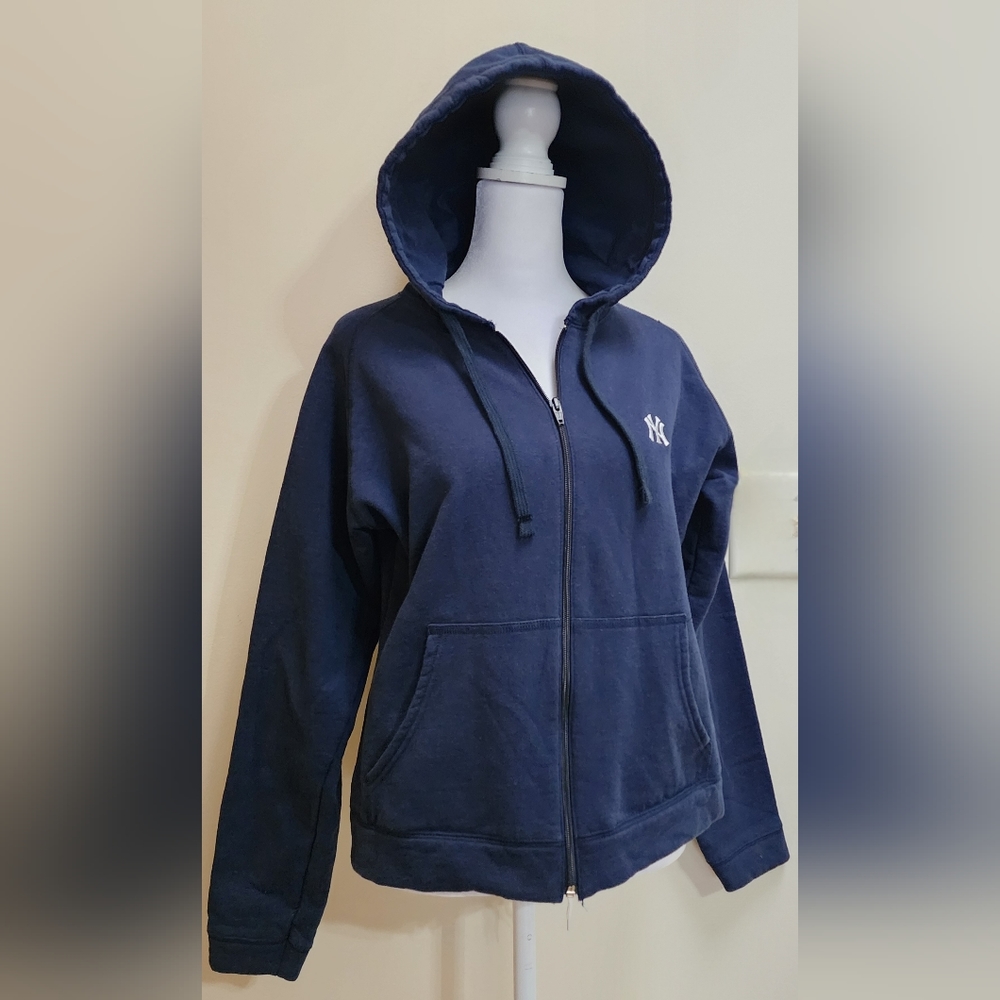 New York Yankees Navy Blue Zip-up Hoodie Women's Size L (Must See Measur…